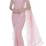 Saree Trends Women's Faux Georgette ready to wear Frill saree with unstitched blouse