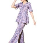 Women's Top with Pant Botnical Printed Co-ord Set