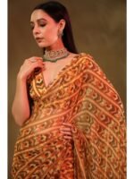 Yellow Susane Printed Saree with Unstitched Blouse - Image 3