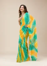 Rama Green Stonework Georgette Saree - Image 4